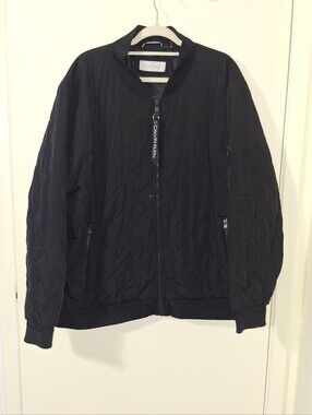 Calvin Klein Black Quilted Bomber Jacket with Logo Zip